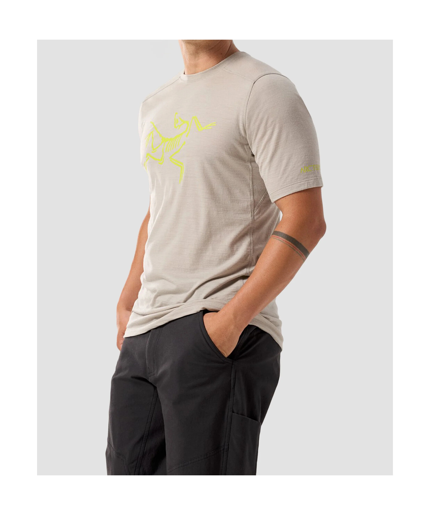Arc'teryx Ionia Merino Wool Logo Shirt Ss Men's In Neutral
