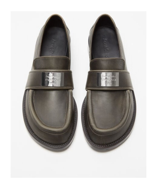 Acne Studios Brushed Nylon Loafers Silver Detail In Black