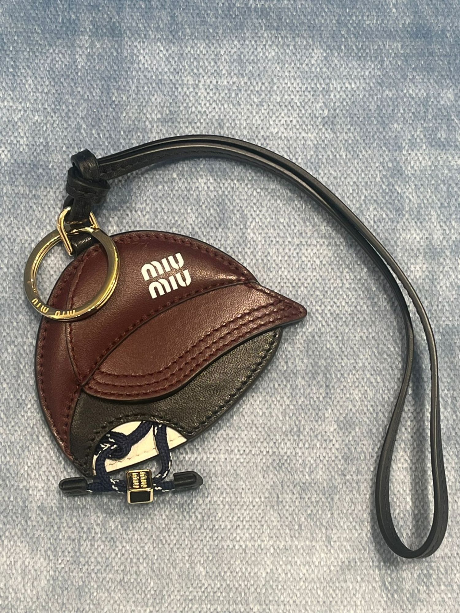 Miu Miu Leather Key Ring In Brown