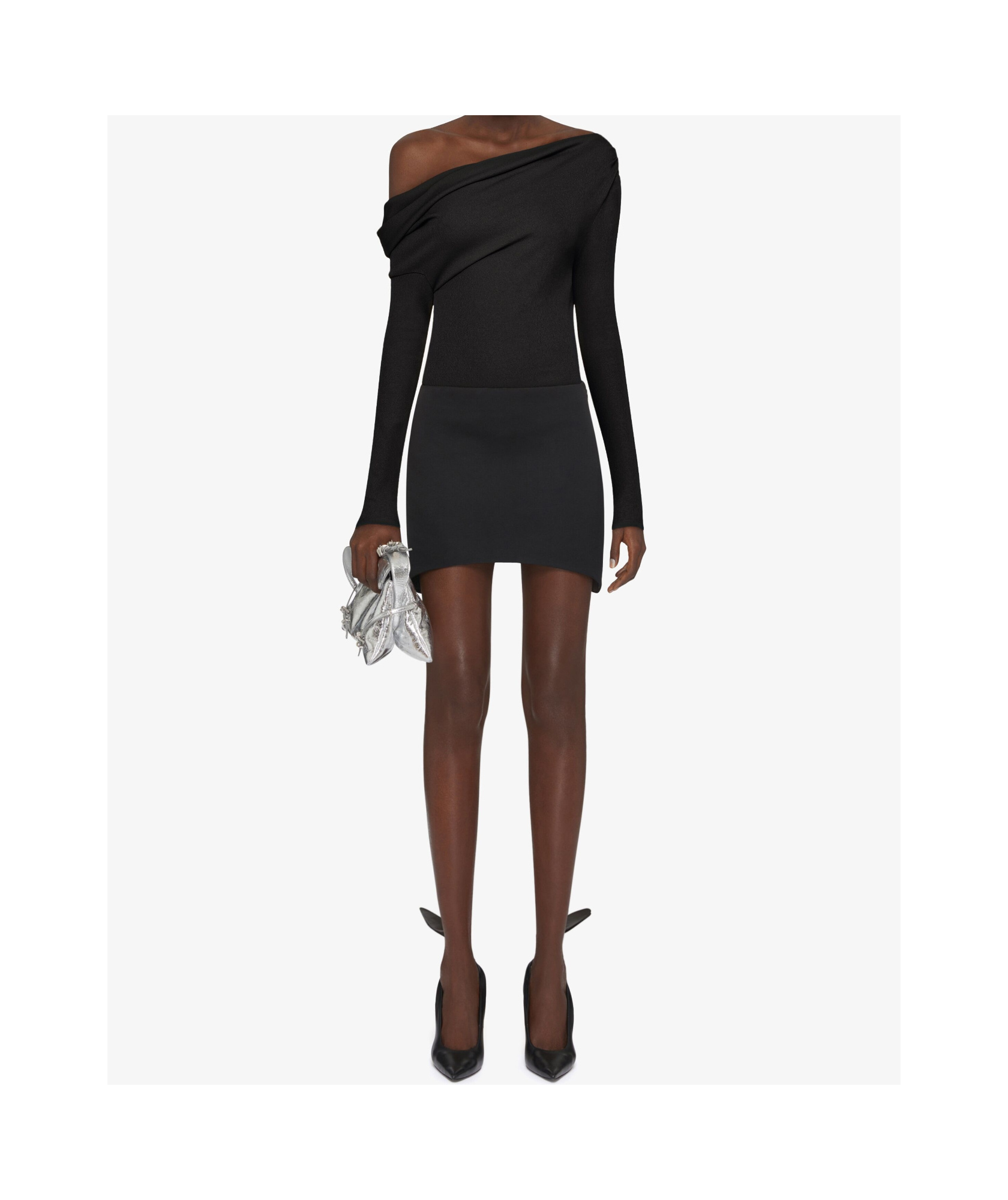 Givenchy Asymmetric Draped Top In Jersey In Black