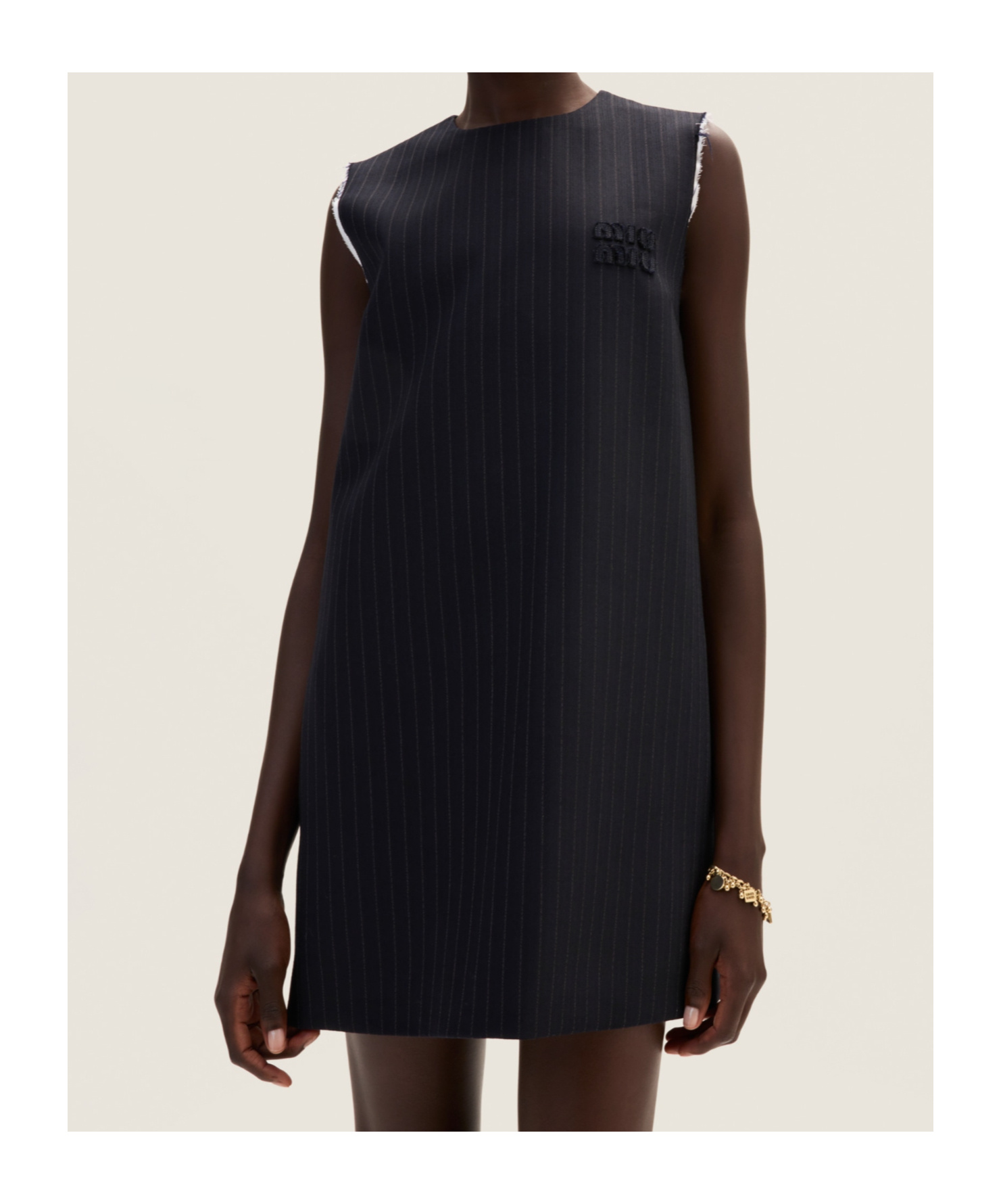Miu Miu Pinstriped Dress In Black