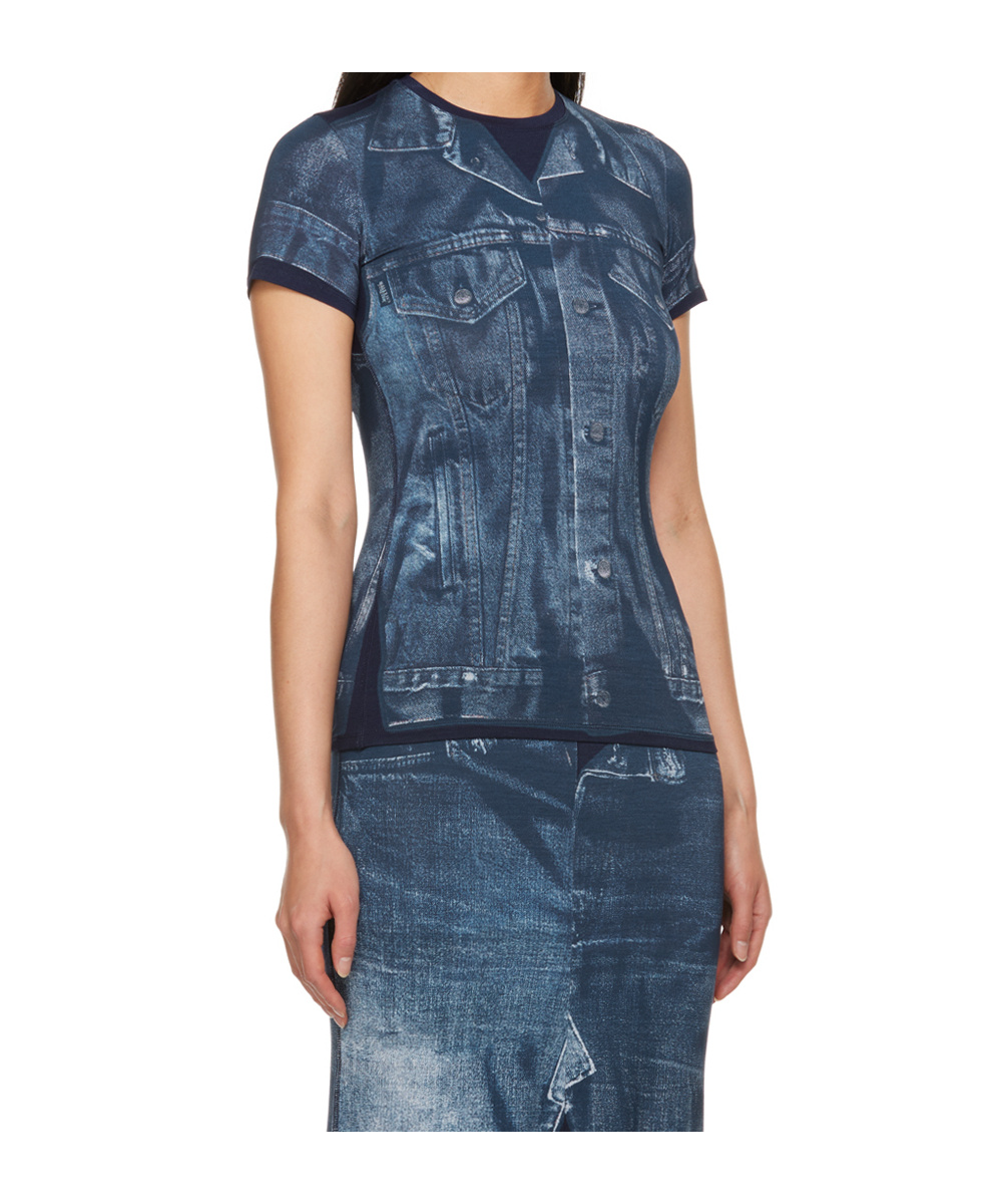 Jean Paul Gaultier Blue Trompe L'œil T-shirt In Blue