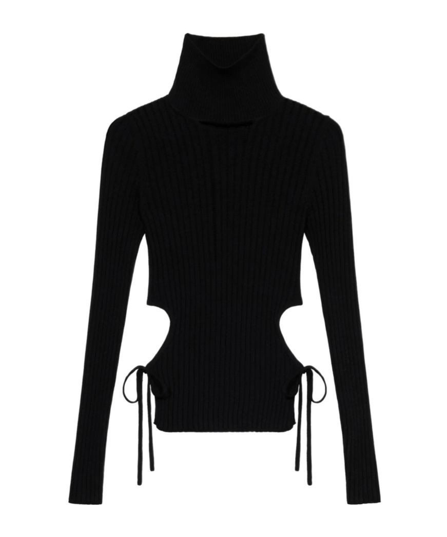 Blumarine Turtleneck Cut-out Top In Black