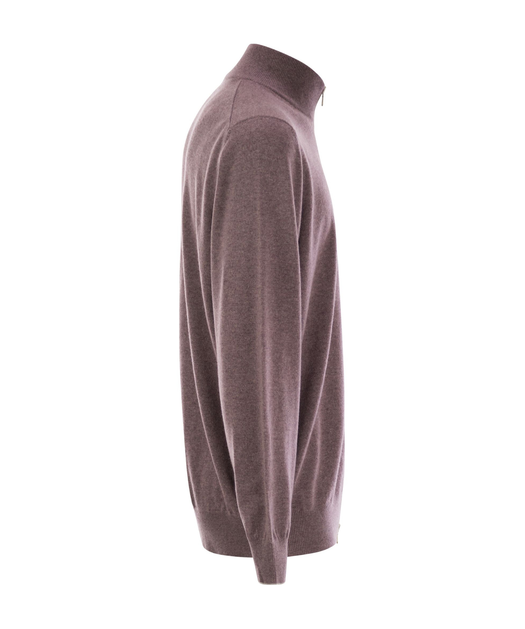 Brunello Cucinelli Men High-necked Cashmere Cardigan With Zip In Gray