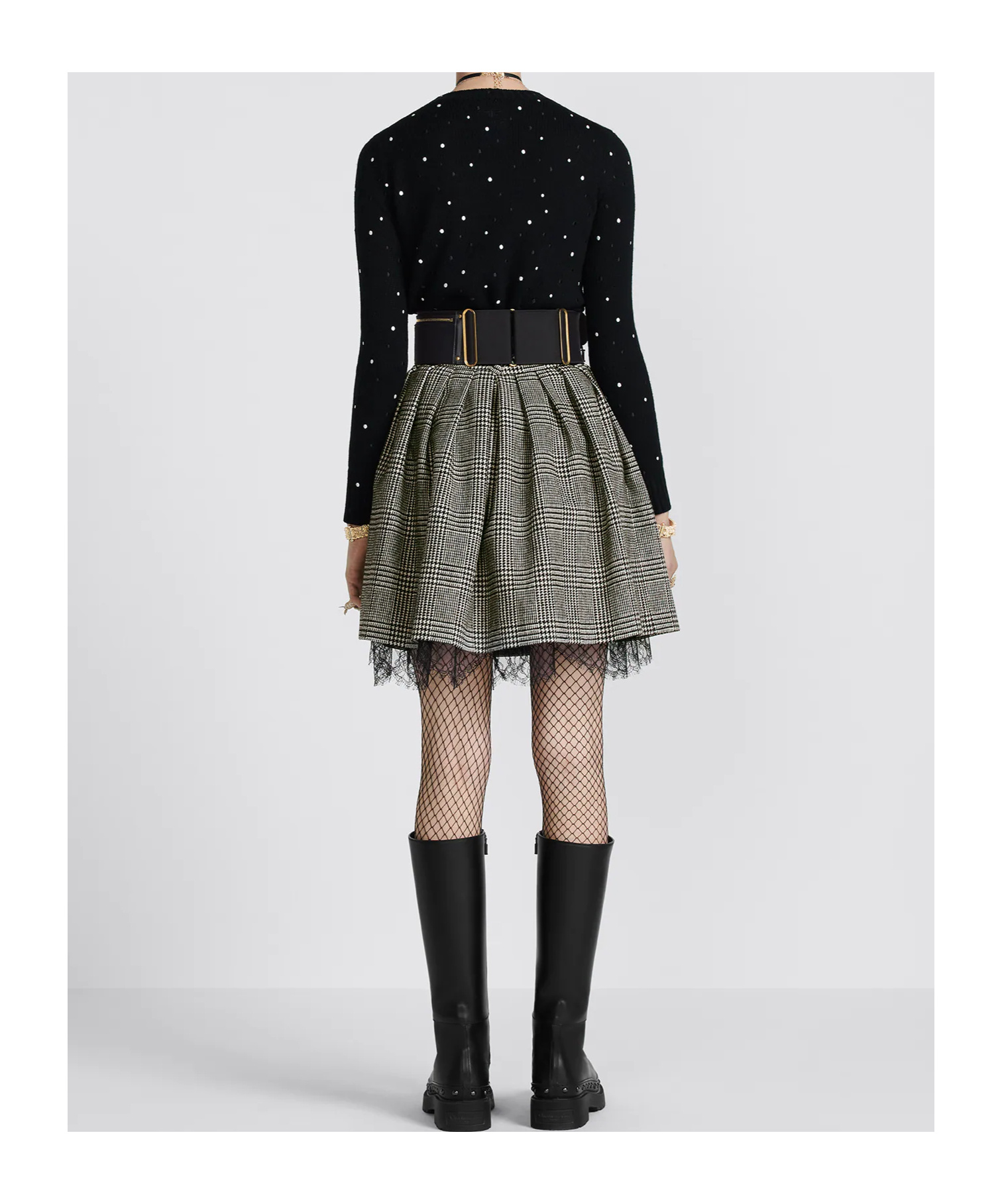 Dior Lace Detail Skirt In Black