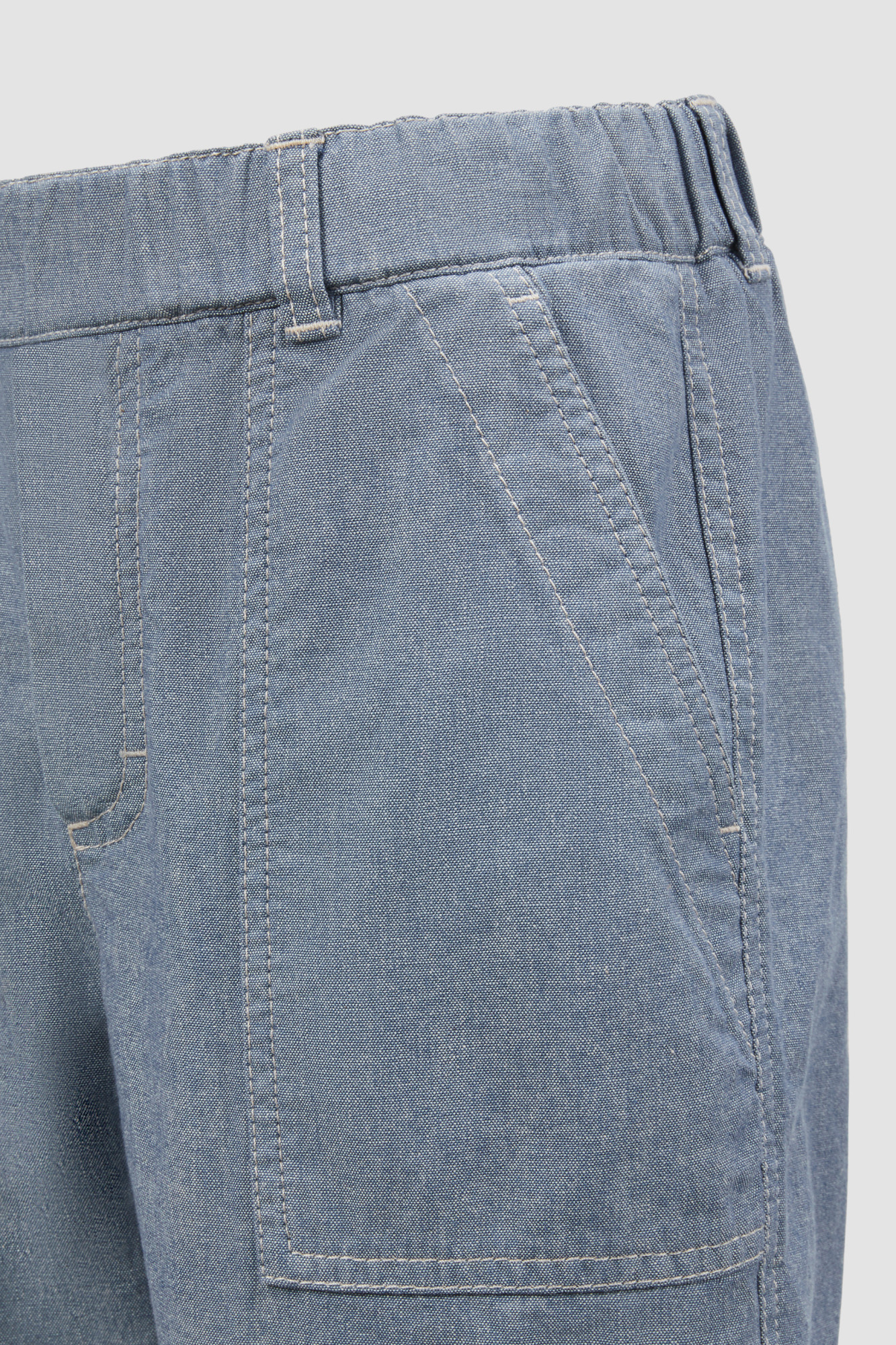 Moncler Cotton Chambray Shorts In Light Blue