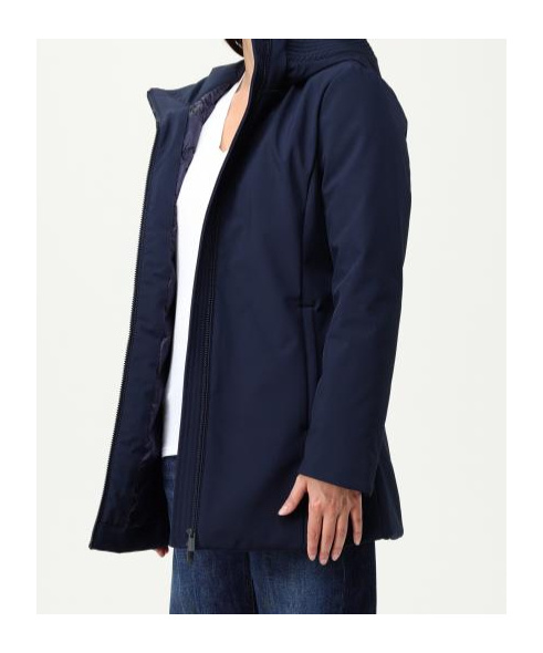 Woolrich Hooded Long Sleeve Quilted Parka Coat In Blue