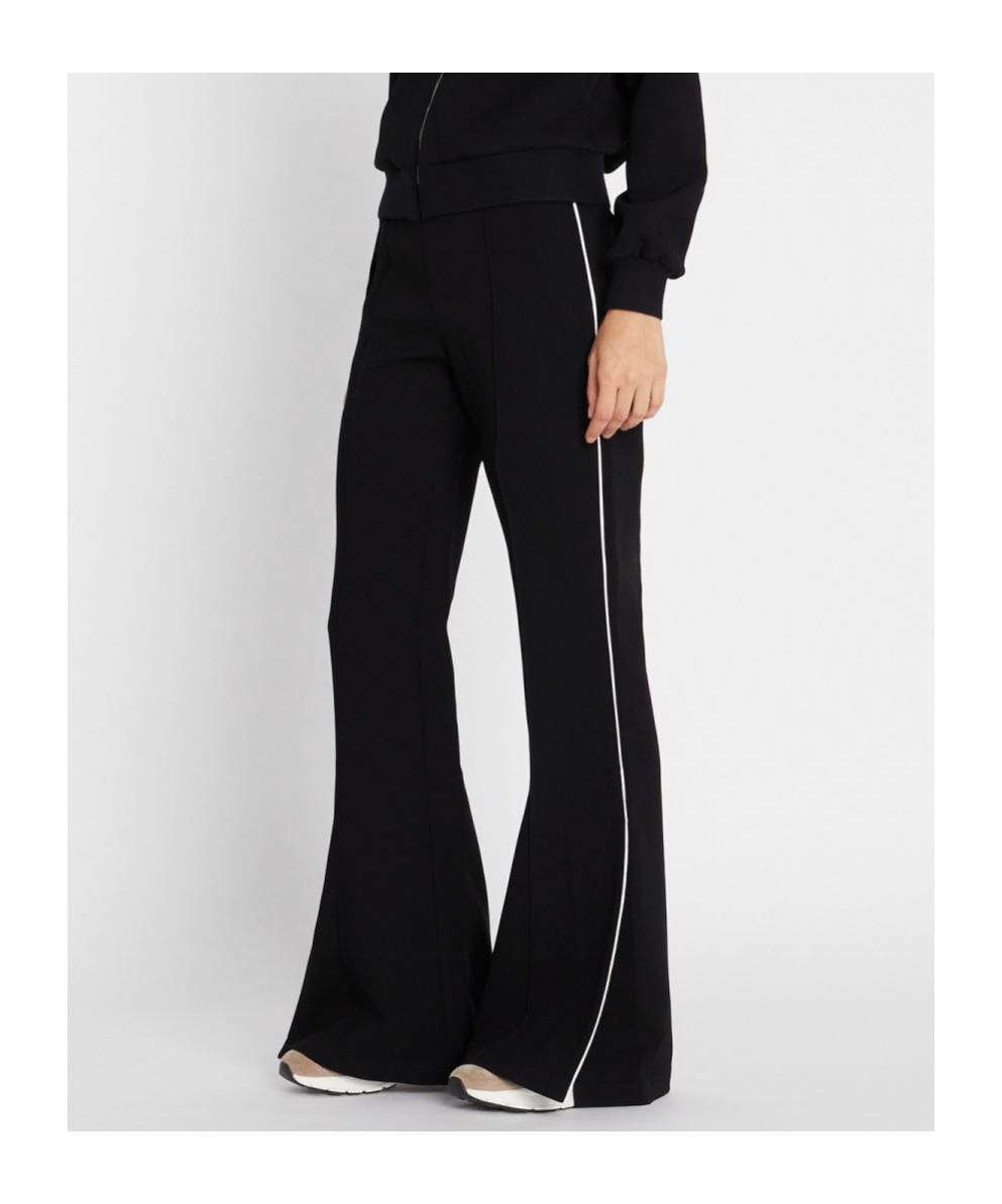 Shop Tory Burch Striped Flared Trousers In Black