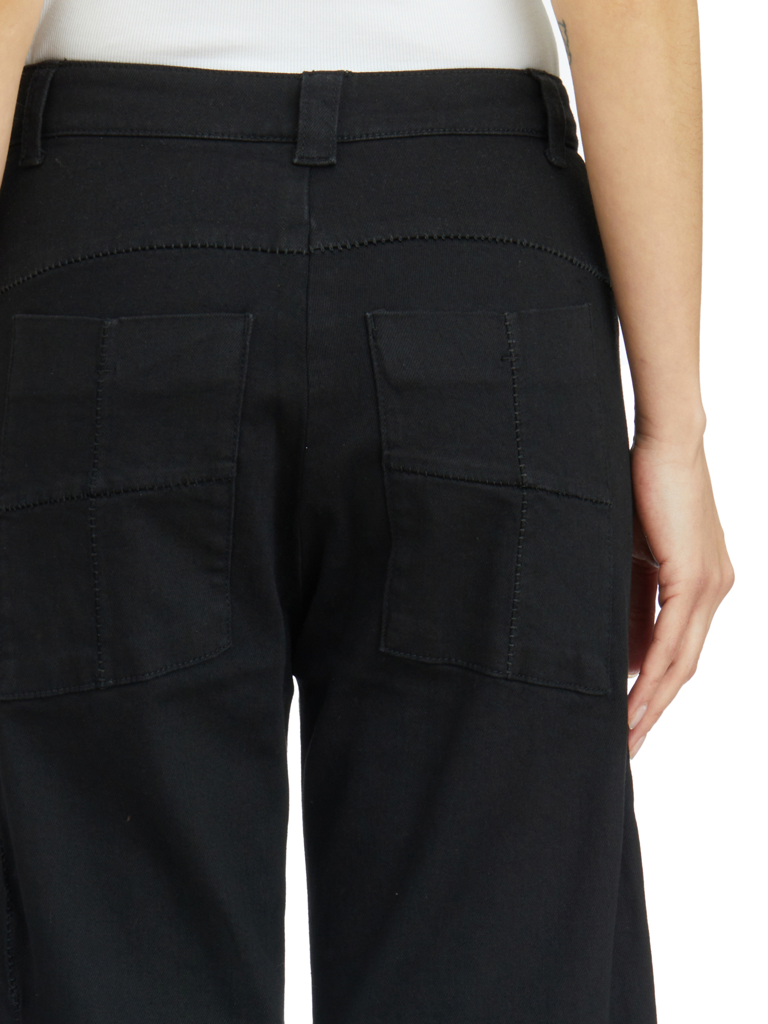 Thom Krom Pantaloni In Denim Gamba Larga In Black