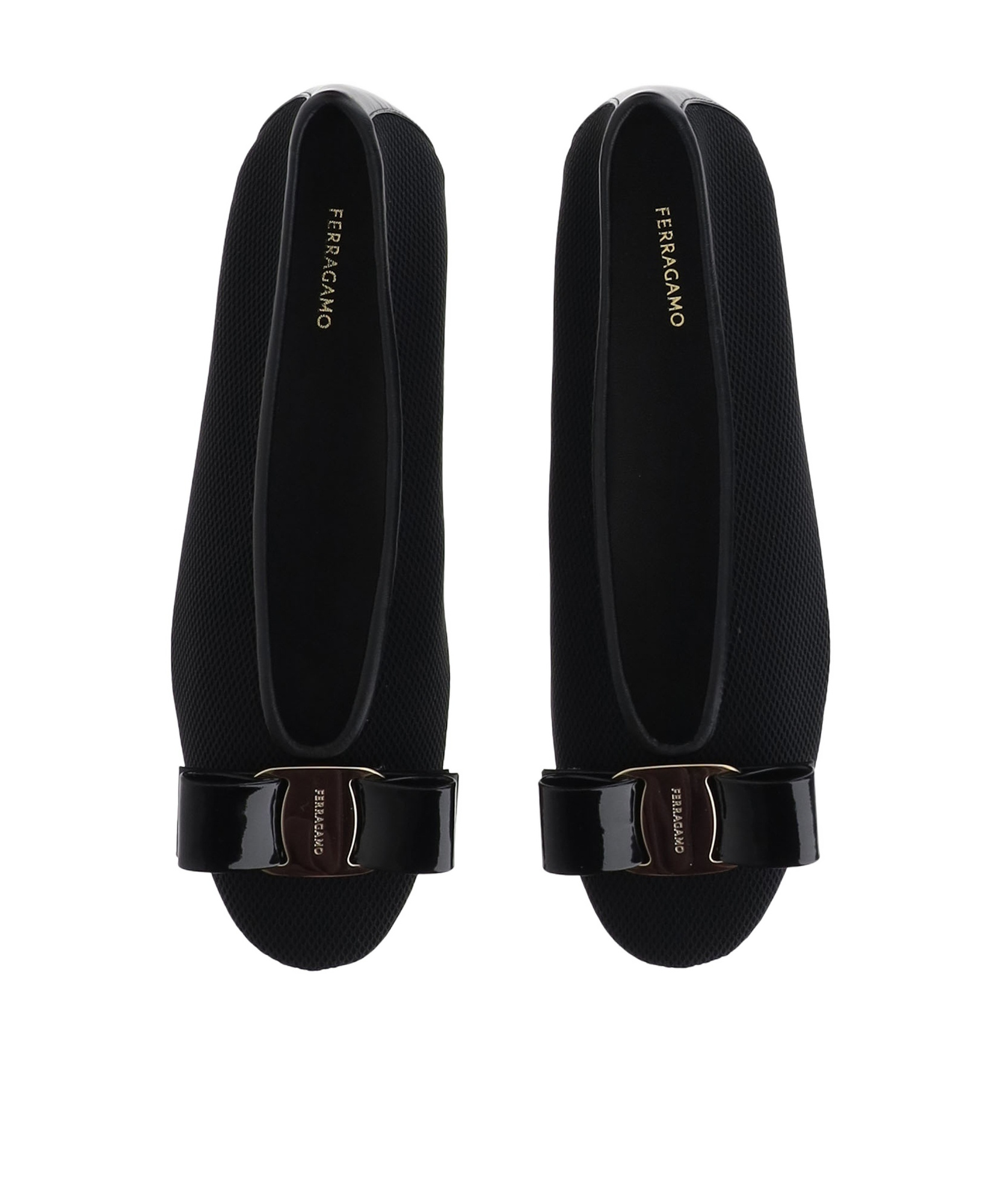 Ferragamo Vanna V Ballerinas In Velvet In Black