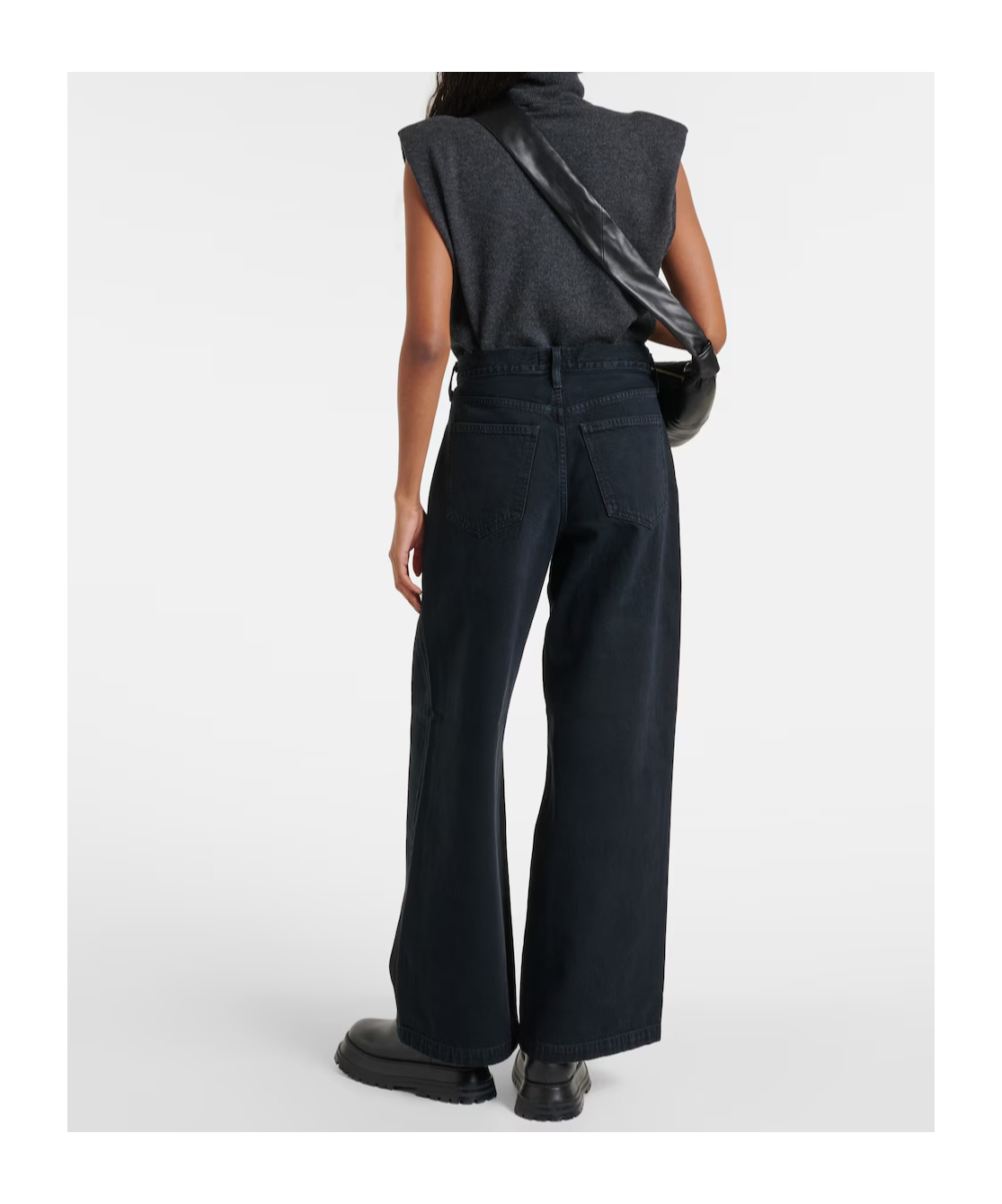 Agolde Ellis Low-rise Wide-leg Denim Trousers In Black