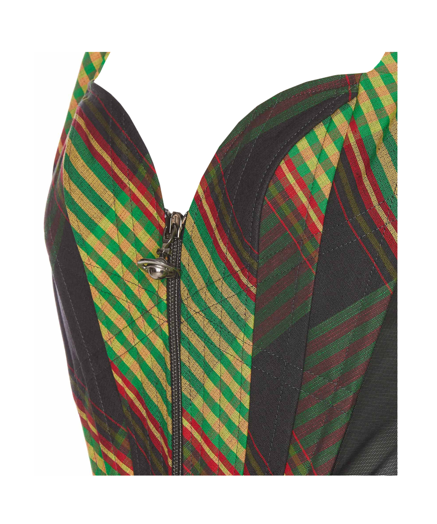 Shop Vivienne Westwood Pattern-printed Zipped Corset Top In Gray
