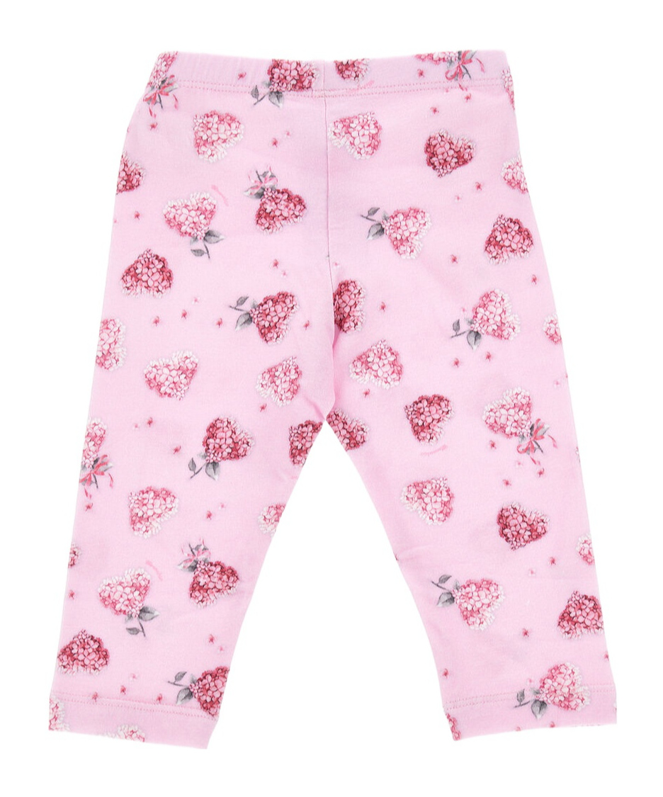 Monnalisa Floral Hearts-printed Leggings In Pink