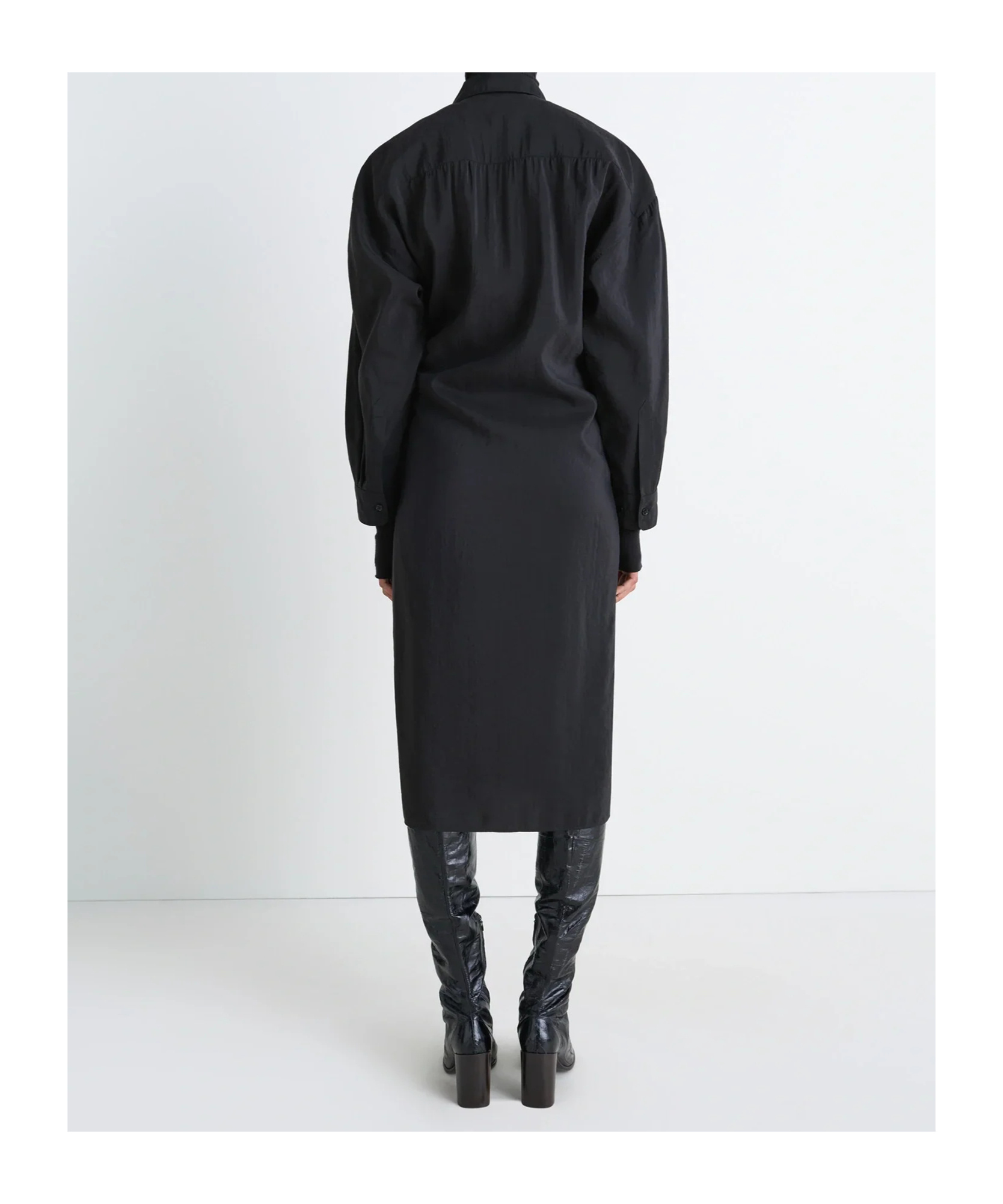 Lemaire Straight Collar Twisted Dress In Black