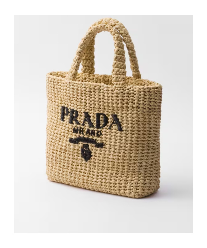 Shop Prada Small Crochet Tote Bag In Nude