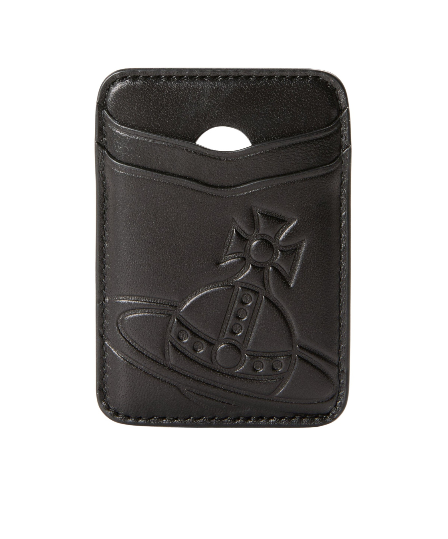 Vivienne Westwood Embossedsaturn Card Holder In Black