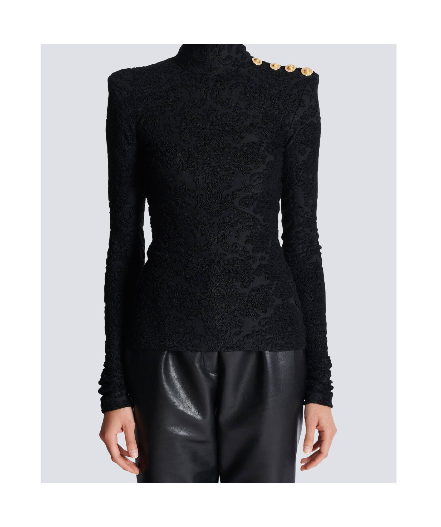 Balmain Buttoned Shoulder Sleeve Top