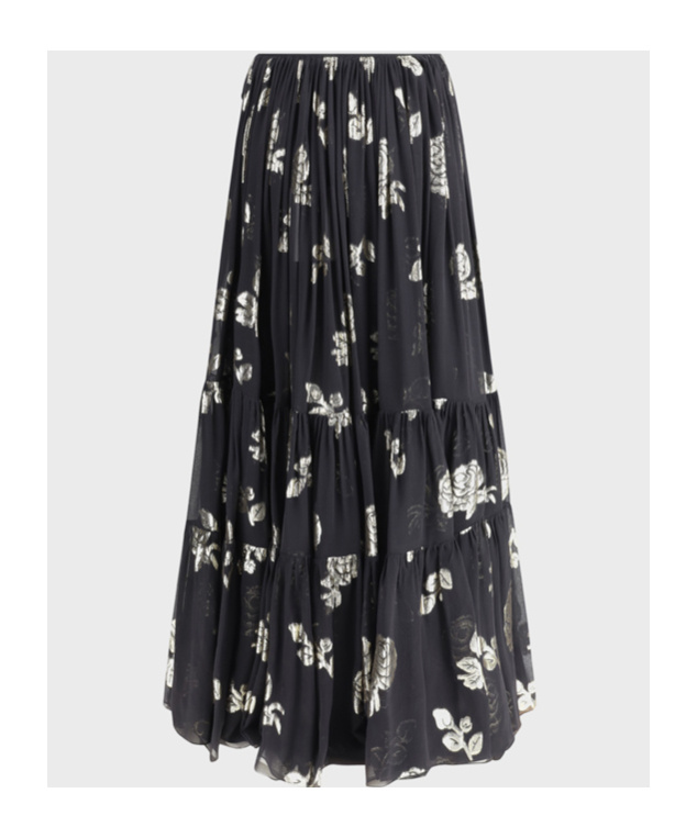 Shop Chloé Floral-jacquard Maxi Skirt In Black