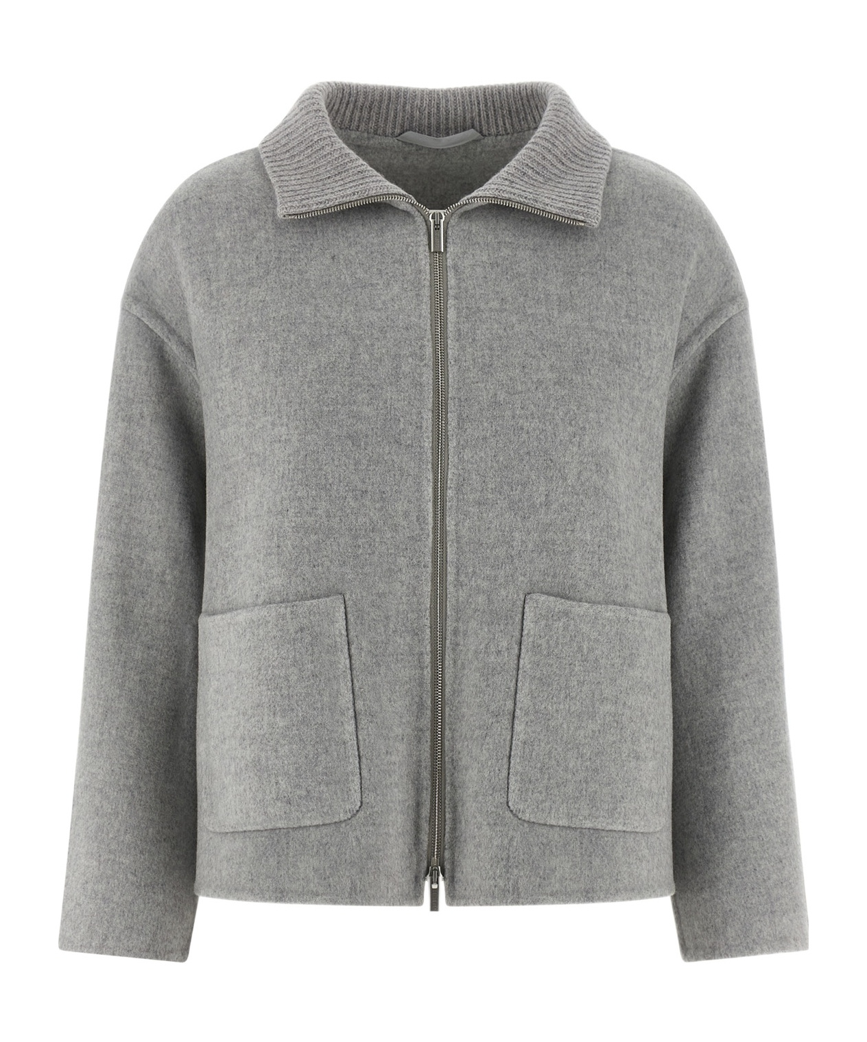 Peserico Double Cloth Jacket Puffer Jackets Gray In Gray