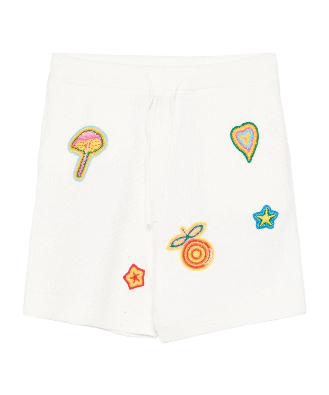 Casablanca Patch-detailing Crochet Shorts In White