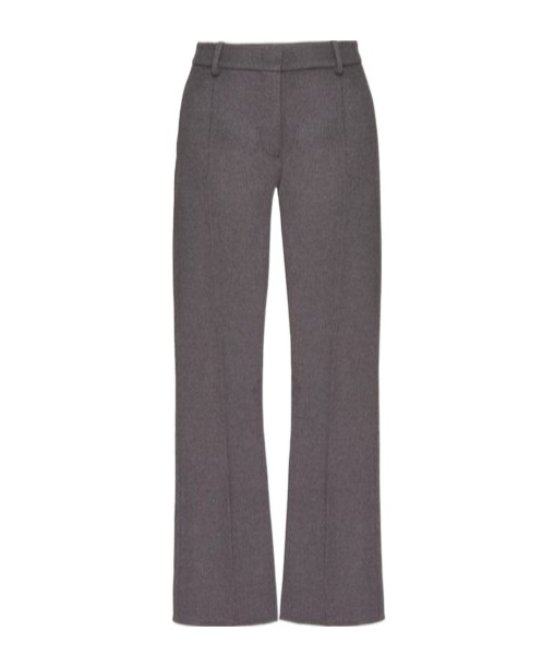 Valentino Belt Loop Wool Cashmere Casual Pants In Gray