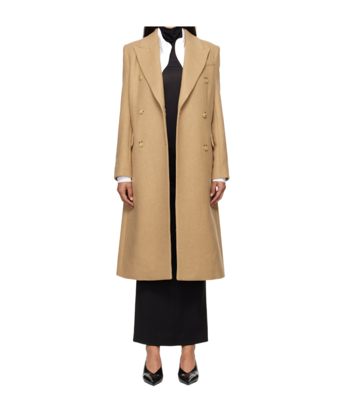 Hugo Boss Beige Long-length Twill Coat In Nude