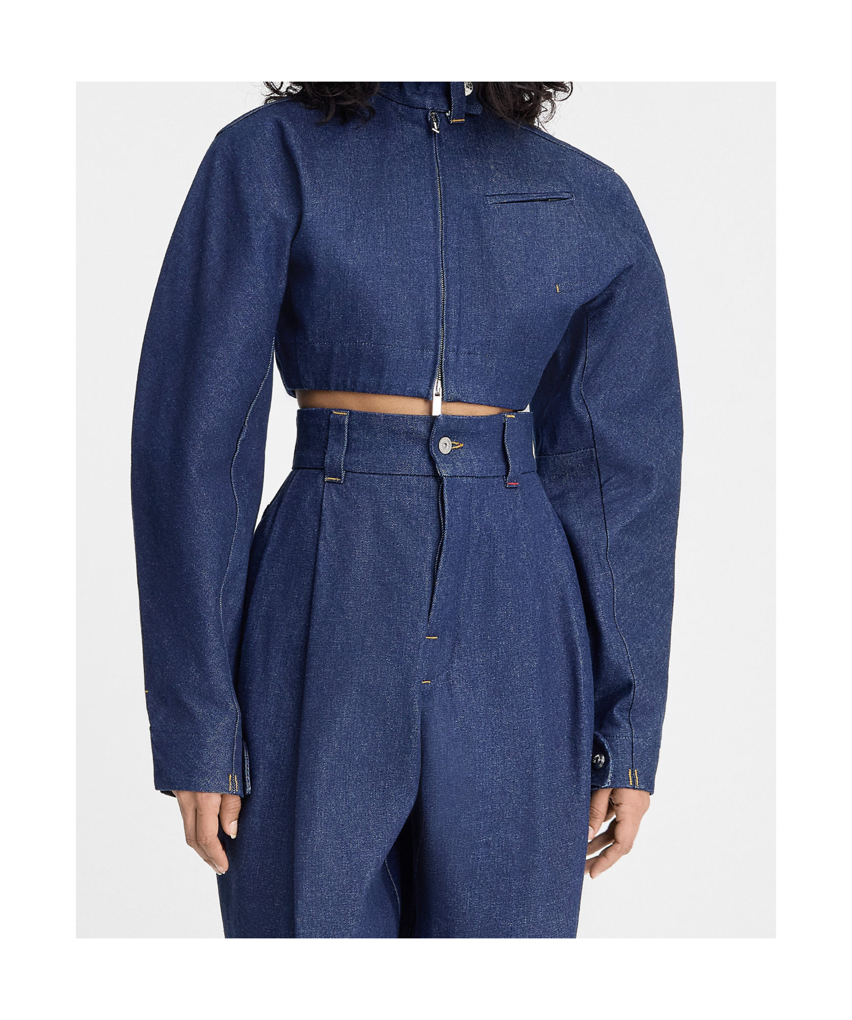 Jacquemus Long-sleeved Denim Coat In Blue
