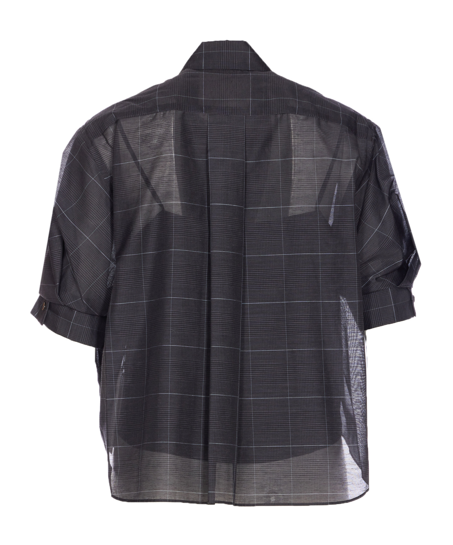Sacai Glen-check Short-sleeved Shirt In Black