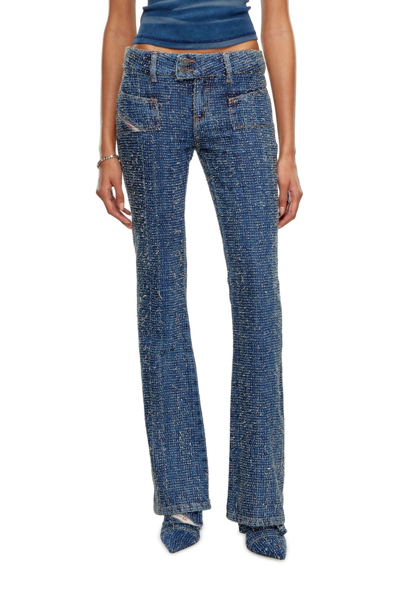 Diesel D-ebush Low-rise Flared Jeans In Blue
