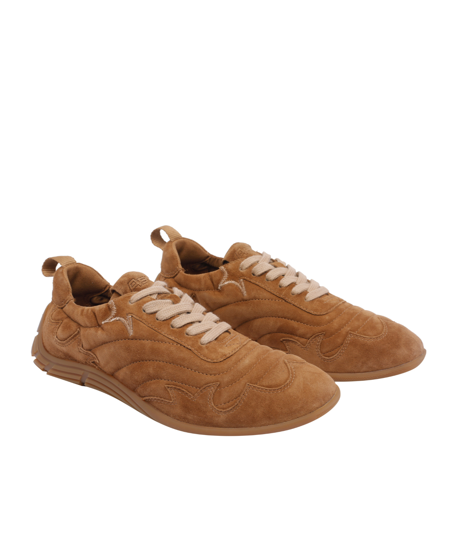 Ash Suede Low Top Sneakers With Round Toe In Brown