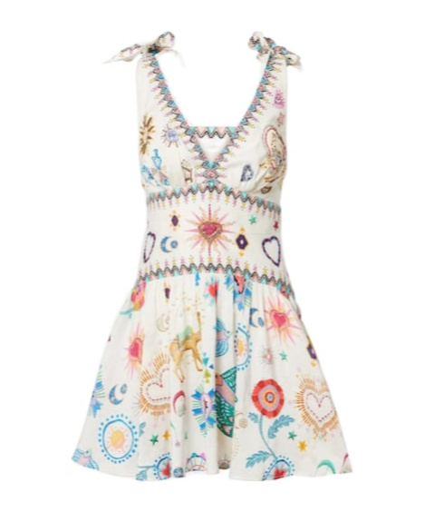 Camilla Embroidered Linen And Silk Minidress In White