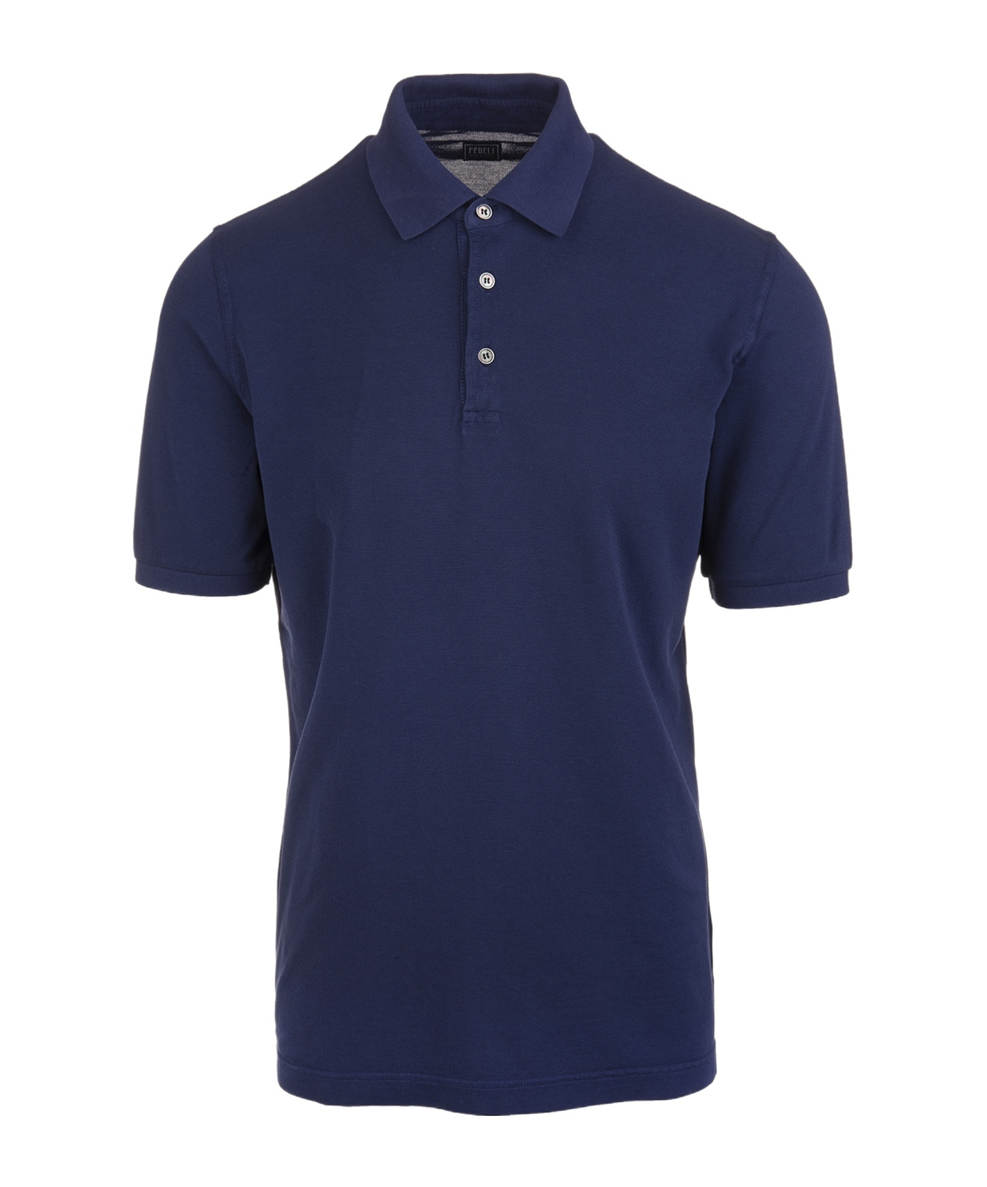 Fedeli Piquet Polo With Collar And Short Sleeves In Blue