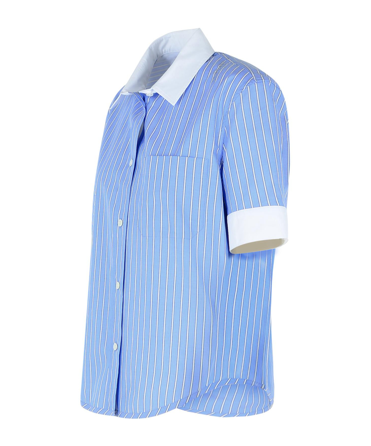 Shop Marni Striped Cotton Shirt In Blue