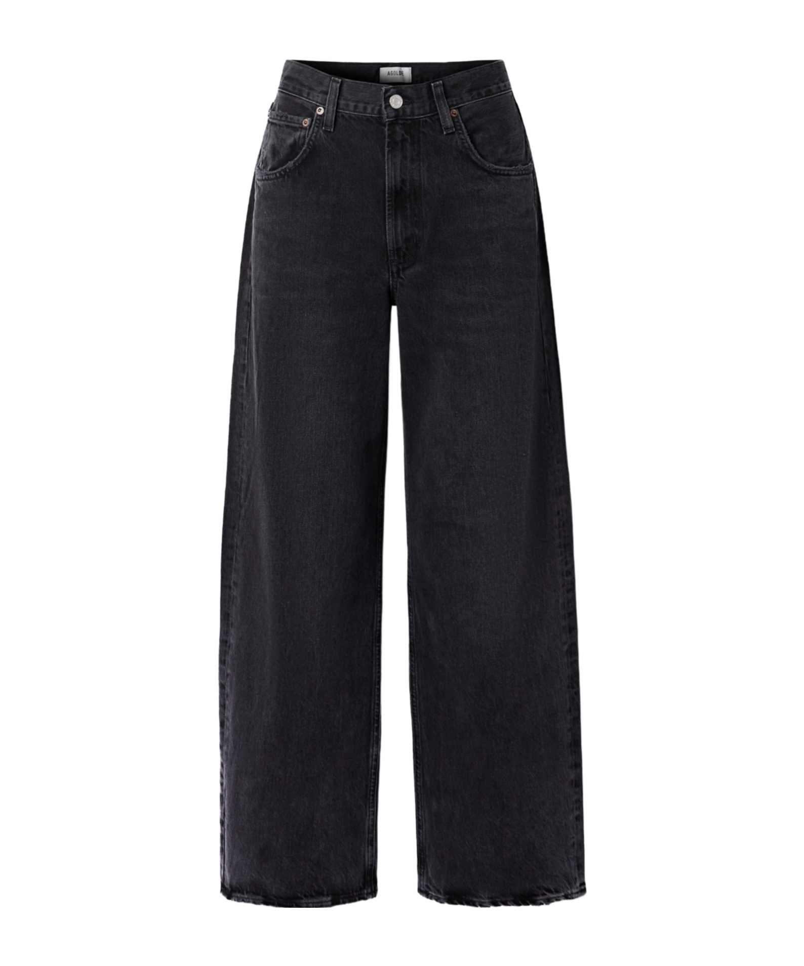 Agolde Mid-rise Wide-leg Denim Trousers In Black