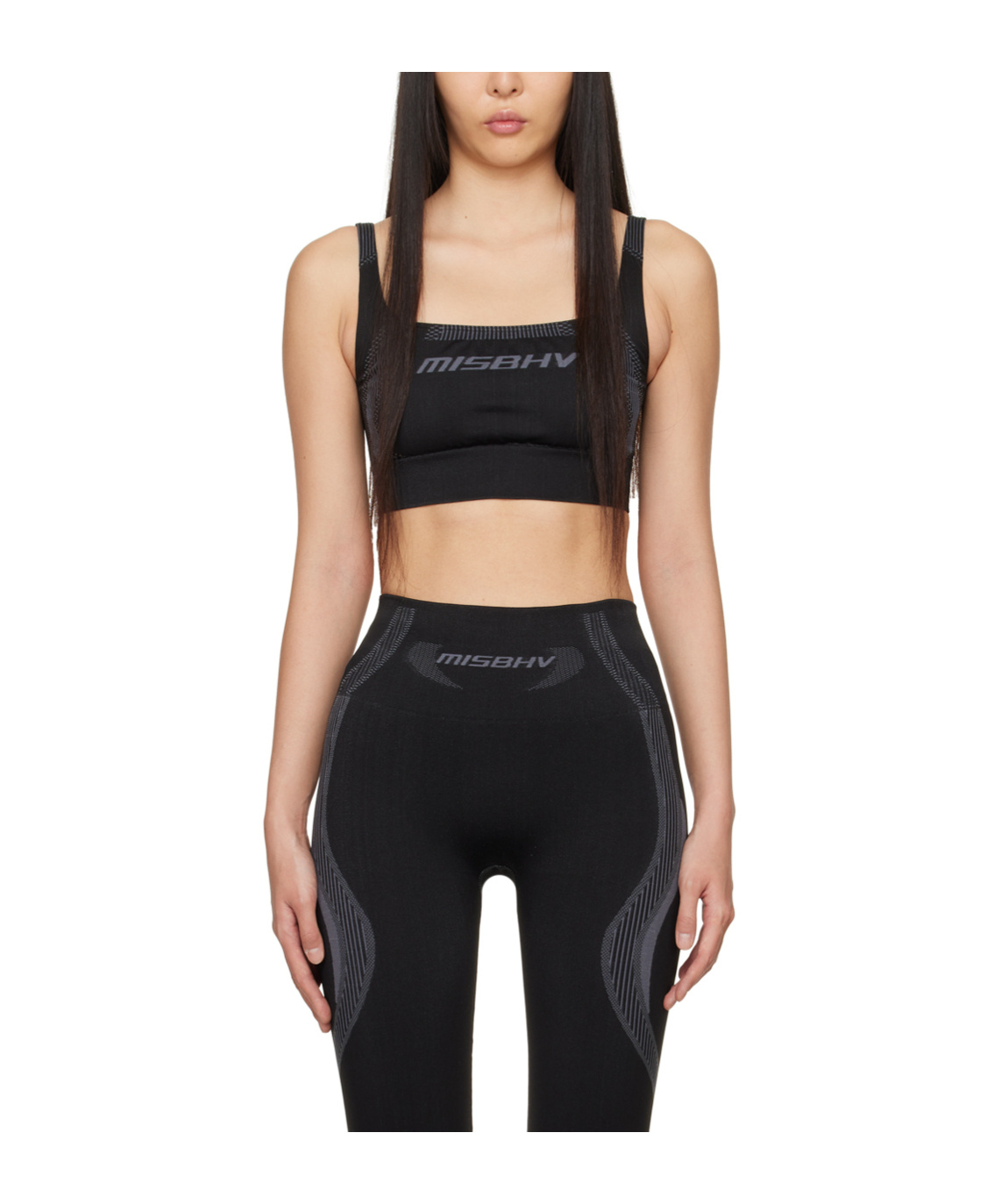 Misbhv Black Jacquard Top In Black