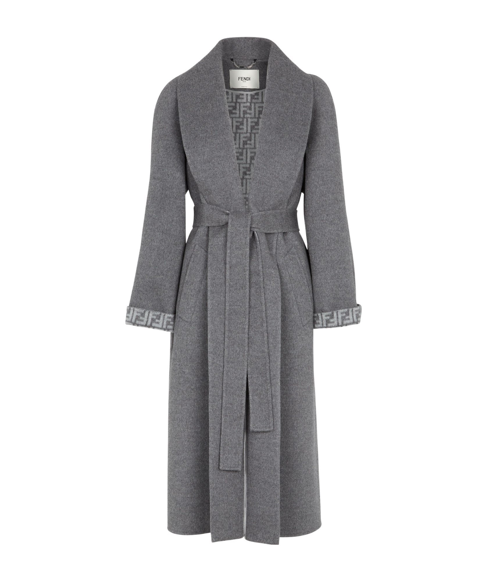 Fendi Medium And Long Lace Coat In Gray