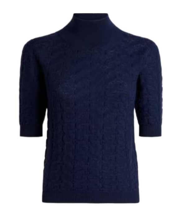 Etro Wool Mock-neck Sweater With Paisley Detailing In Blue