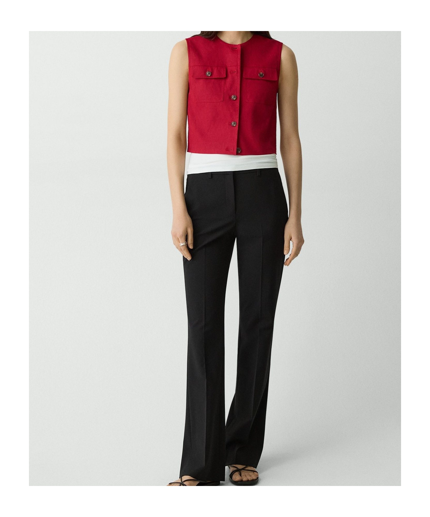 Theory Trucker Vest In Good Linen In Red