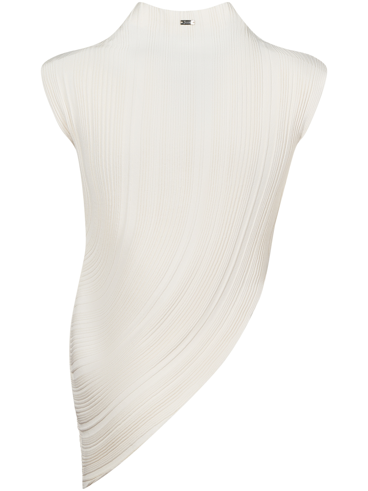 Herno Asymmetrical High Neck Top In White