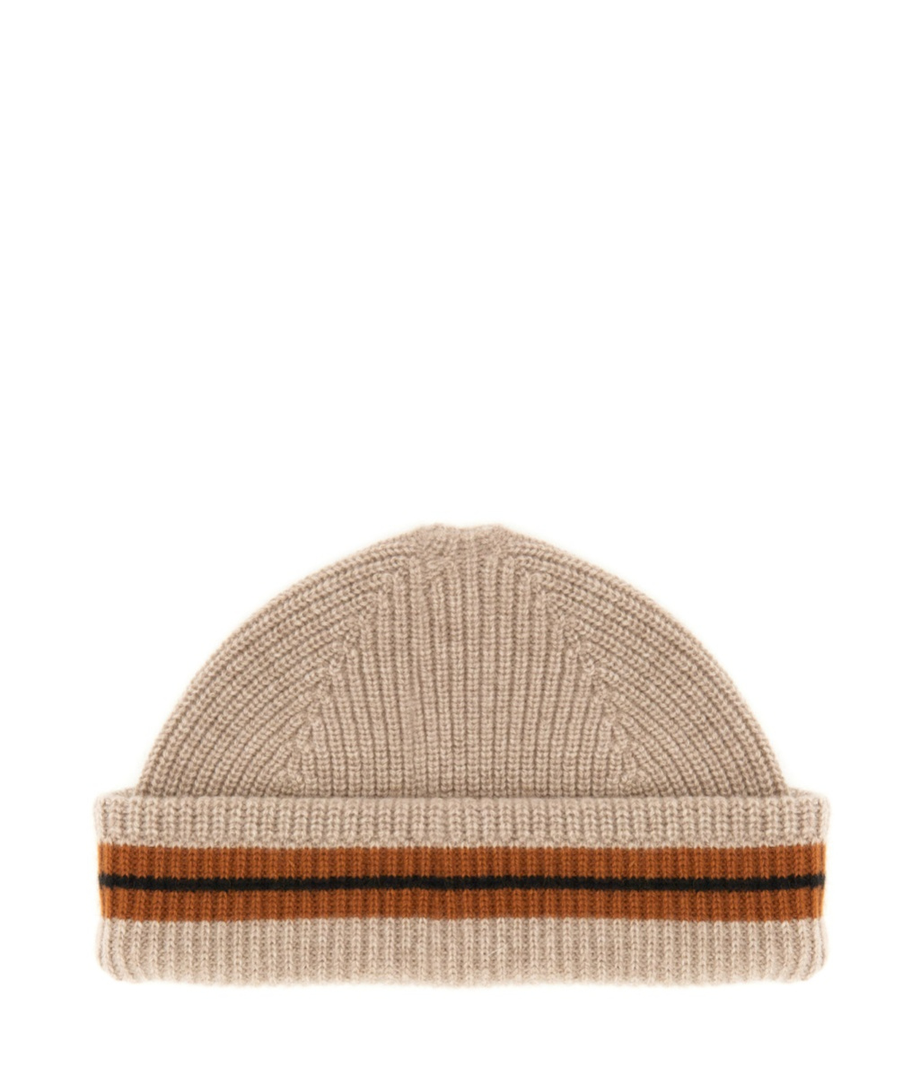 Zegna Cappuccino Cashmere Beanie Hat In Nude