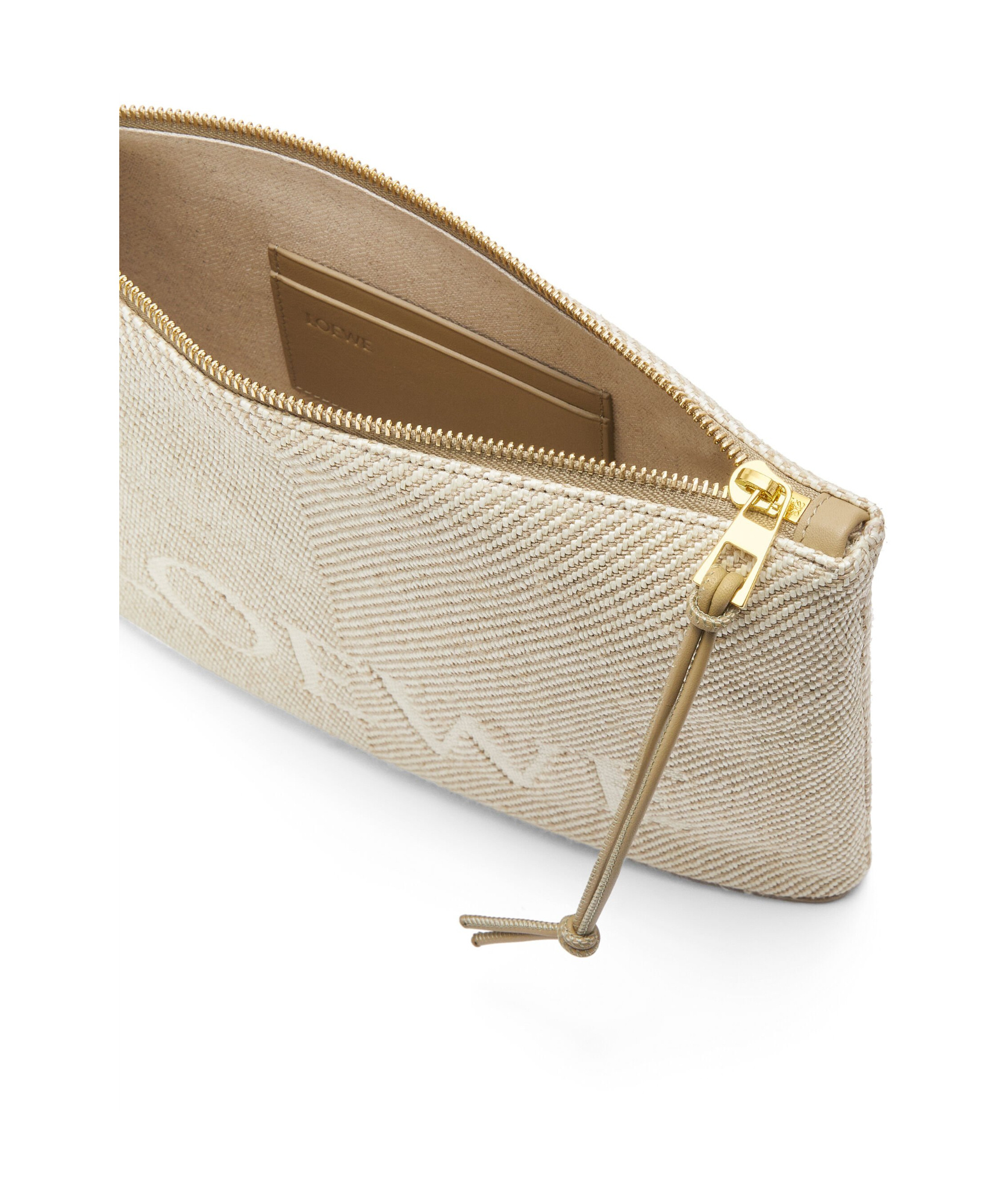 Loewe Jacquard Logo Oblong Pouch In Nude