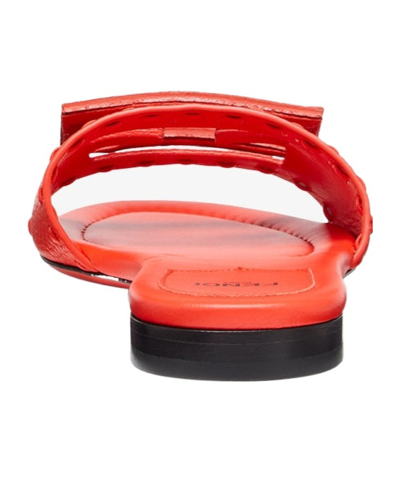 Fendi Wide-band Slides Embellished Selleria Stitching In Red