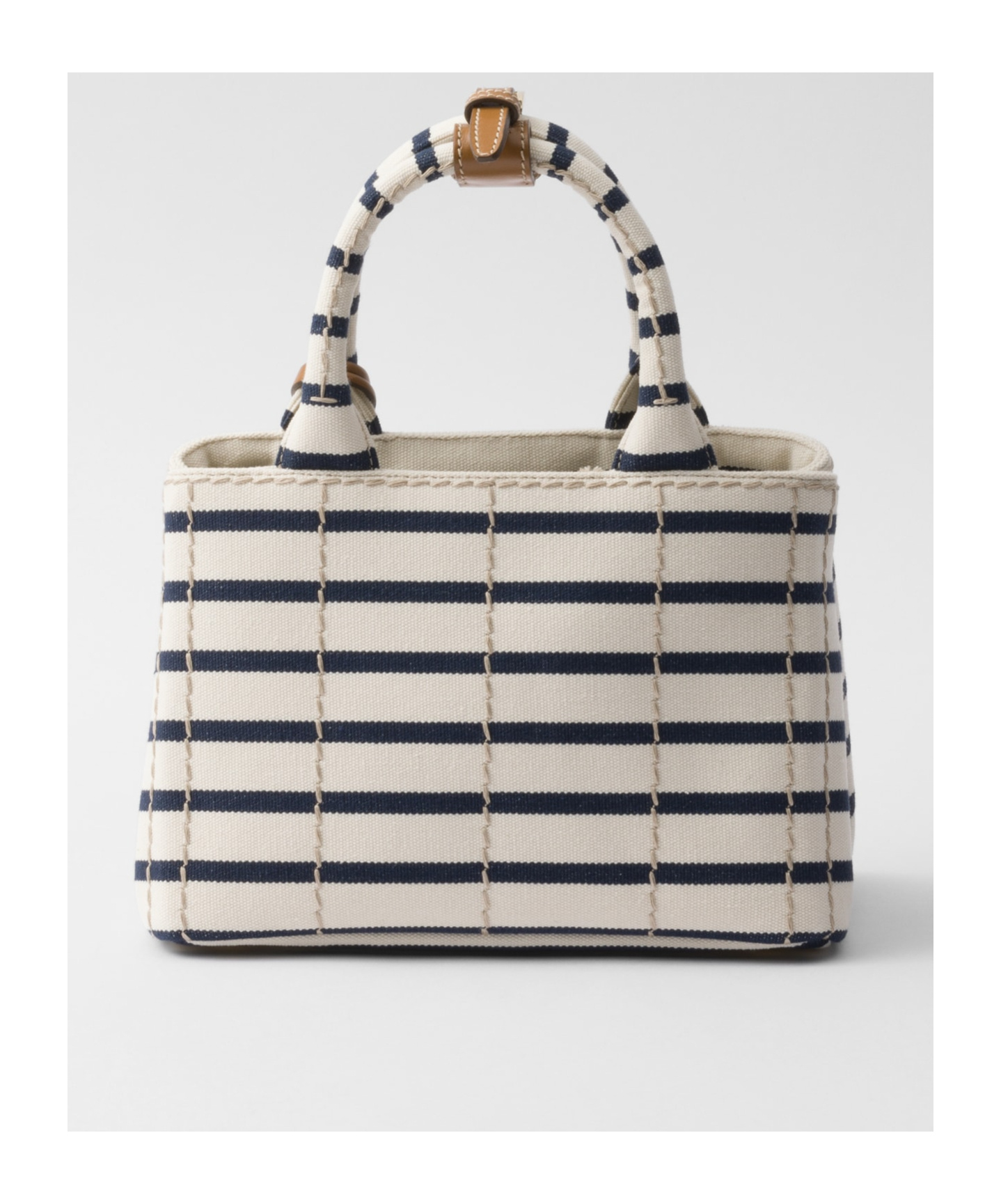 Prada Jardinière Striped Cotton Canvas Mini-bag In Brown