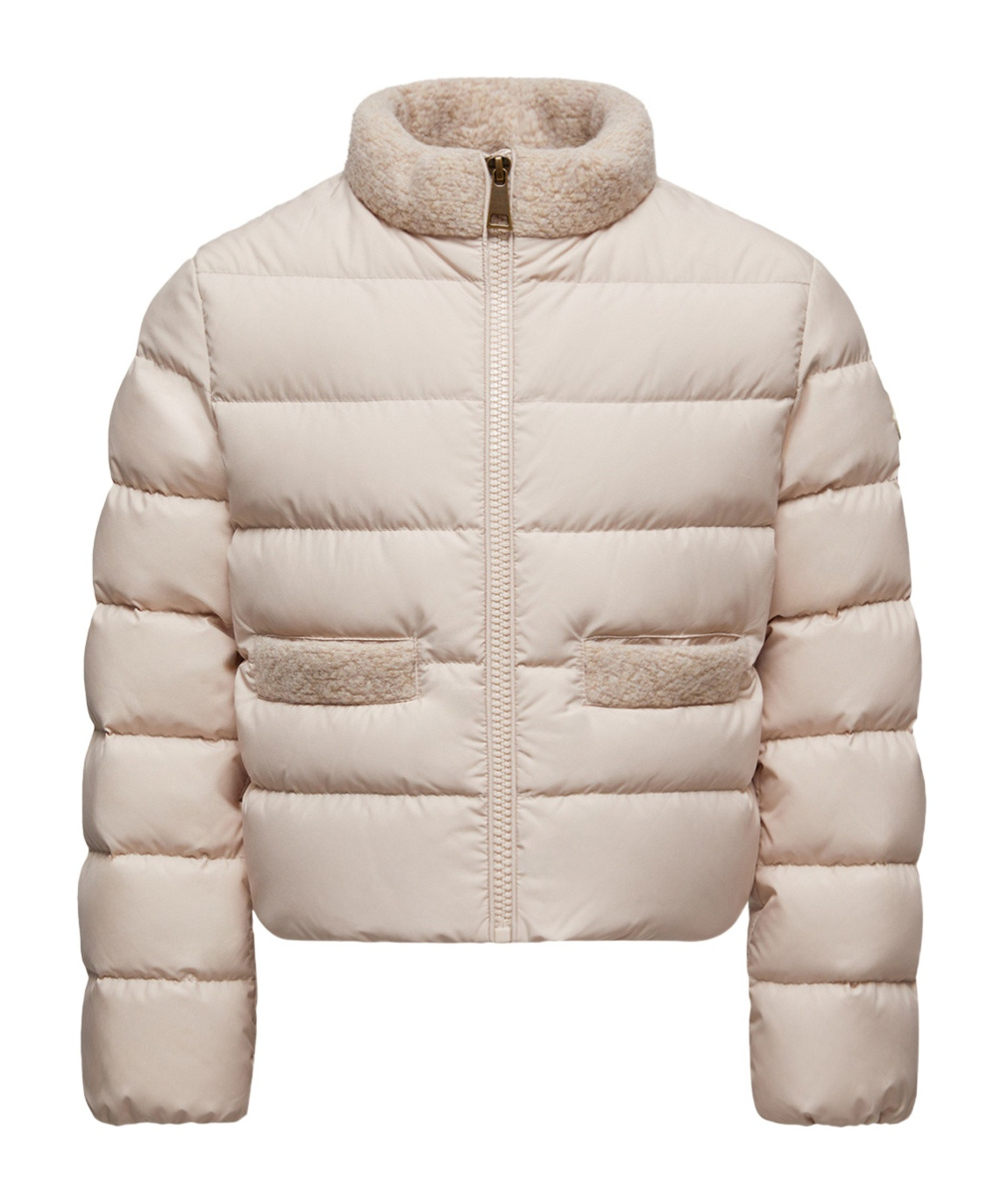 Moncler High Collar Long Sleeve Down Jacket In Neutral