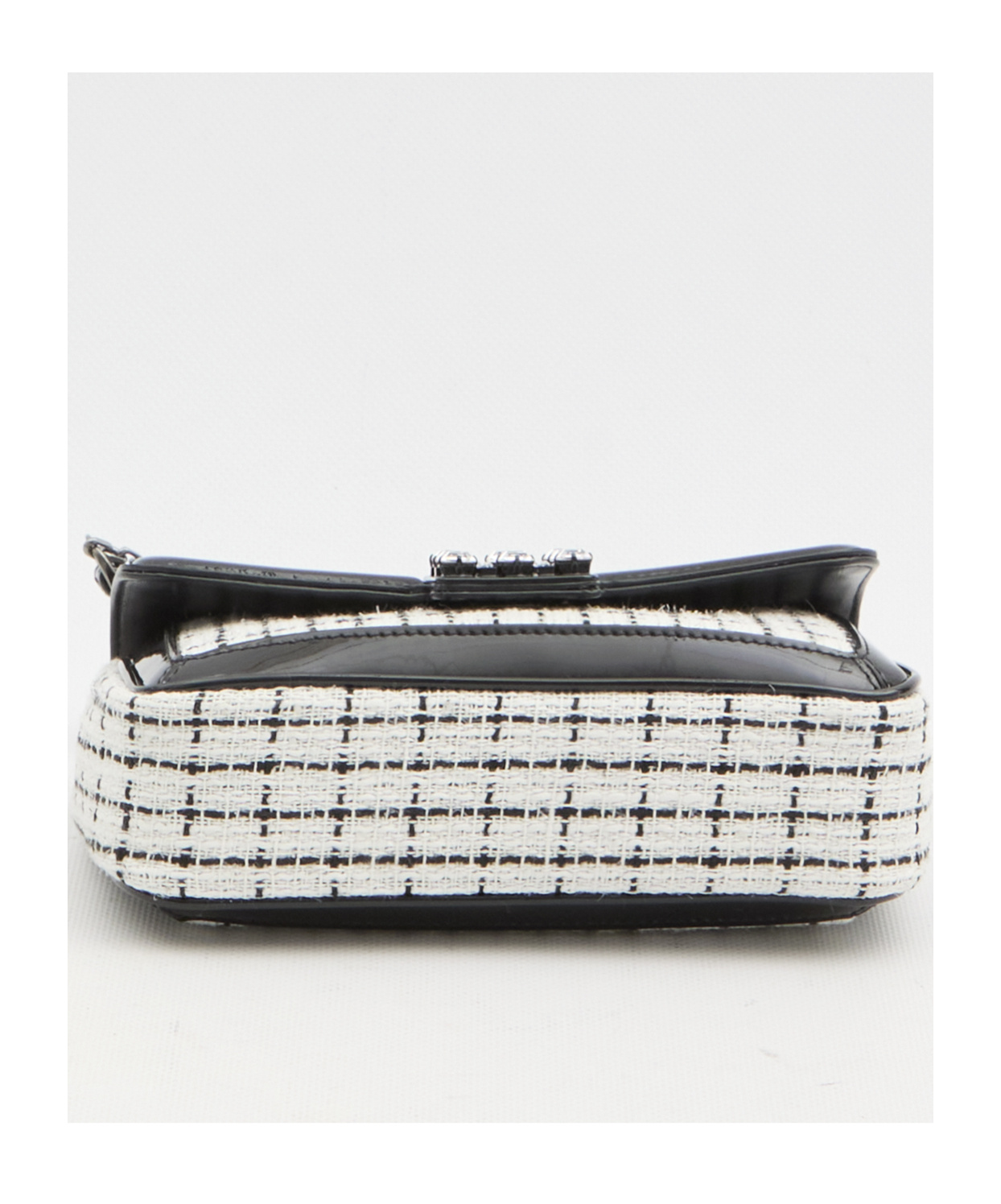 Roger Vivier Elegant Two-tone Mini Clutch With Strass Buckle In Black