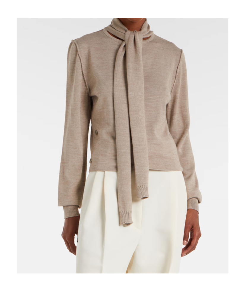 Lemaire Twisted Tie-detail Wool-blend Cardigan In Gray