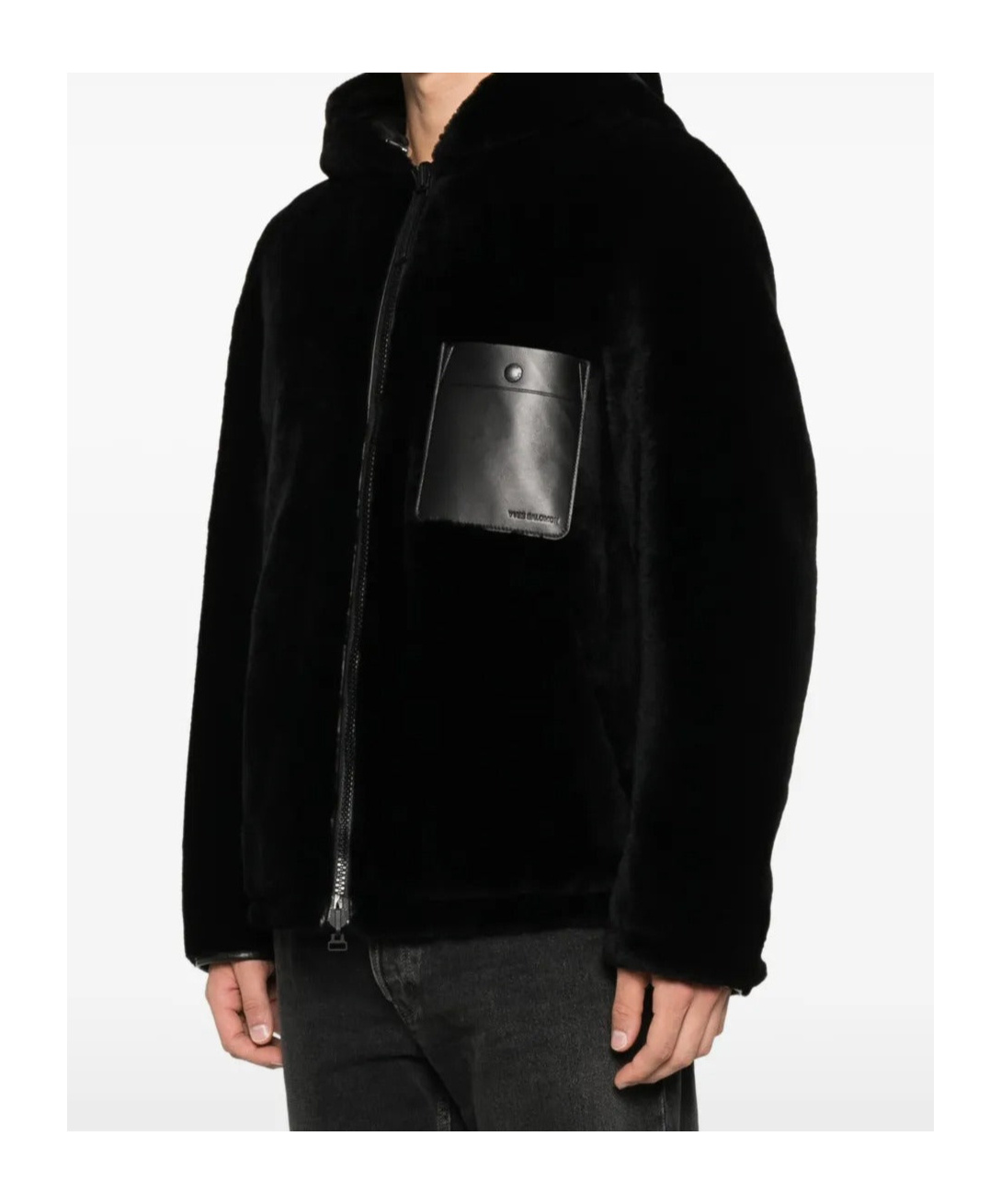 Yves Salomon Patch Pocket Hooded Jacket In Black