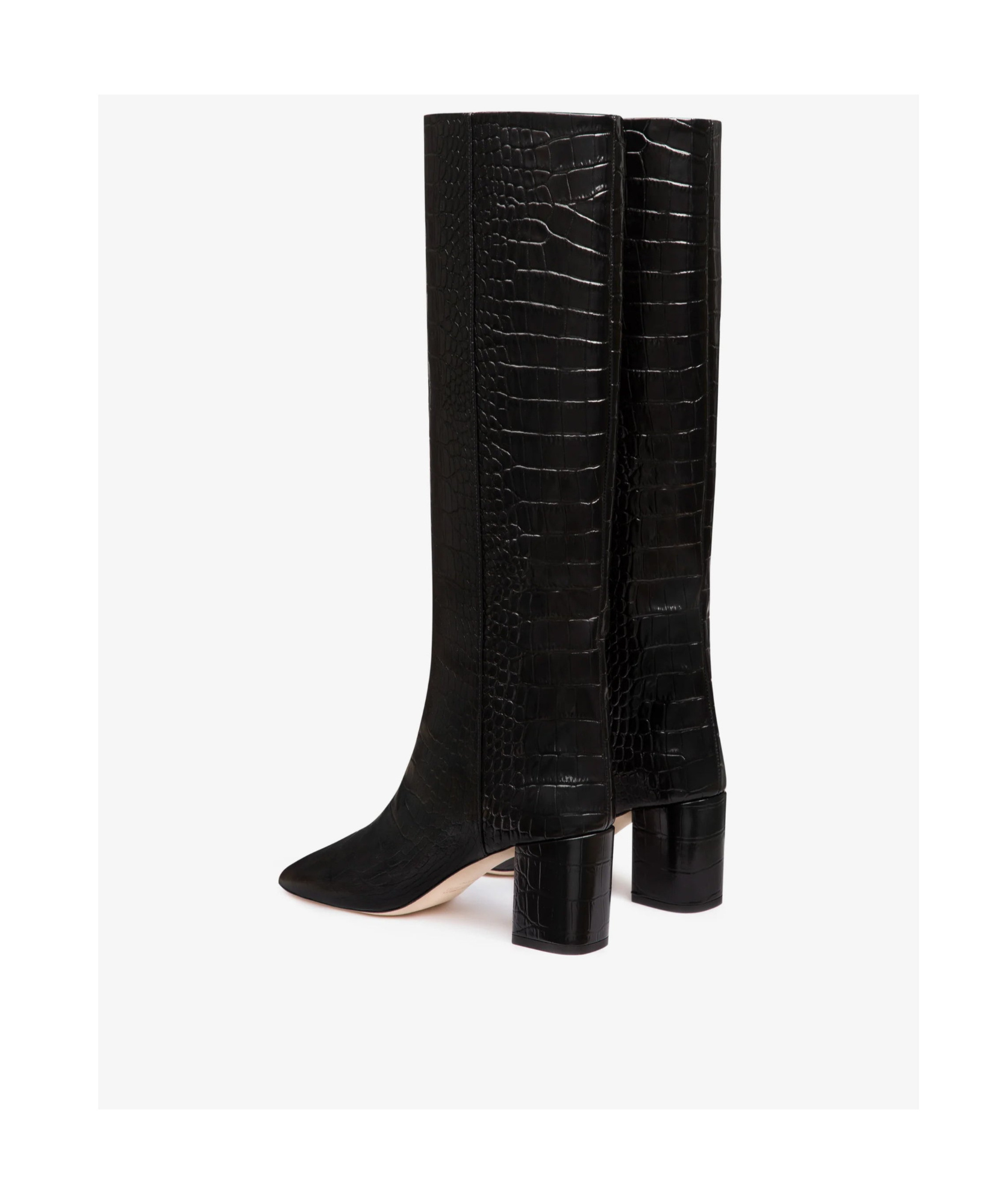 Paris Texas 70mm Anja Croc Embossed Tall Boots In Black