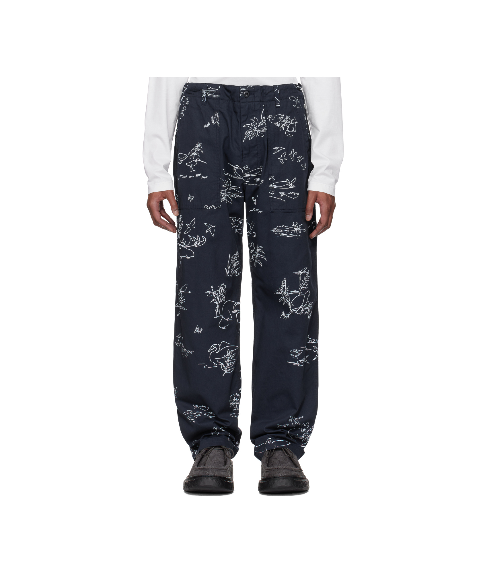 Engineered Garments Twill Casual Pants In Navy Blue