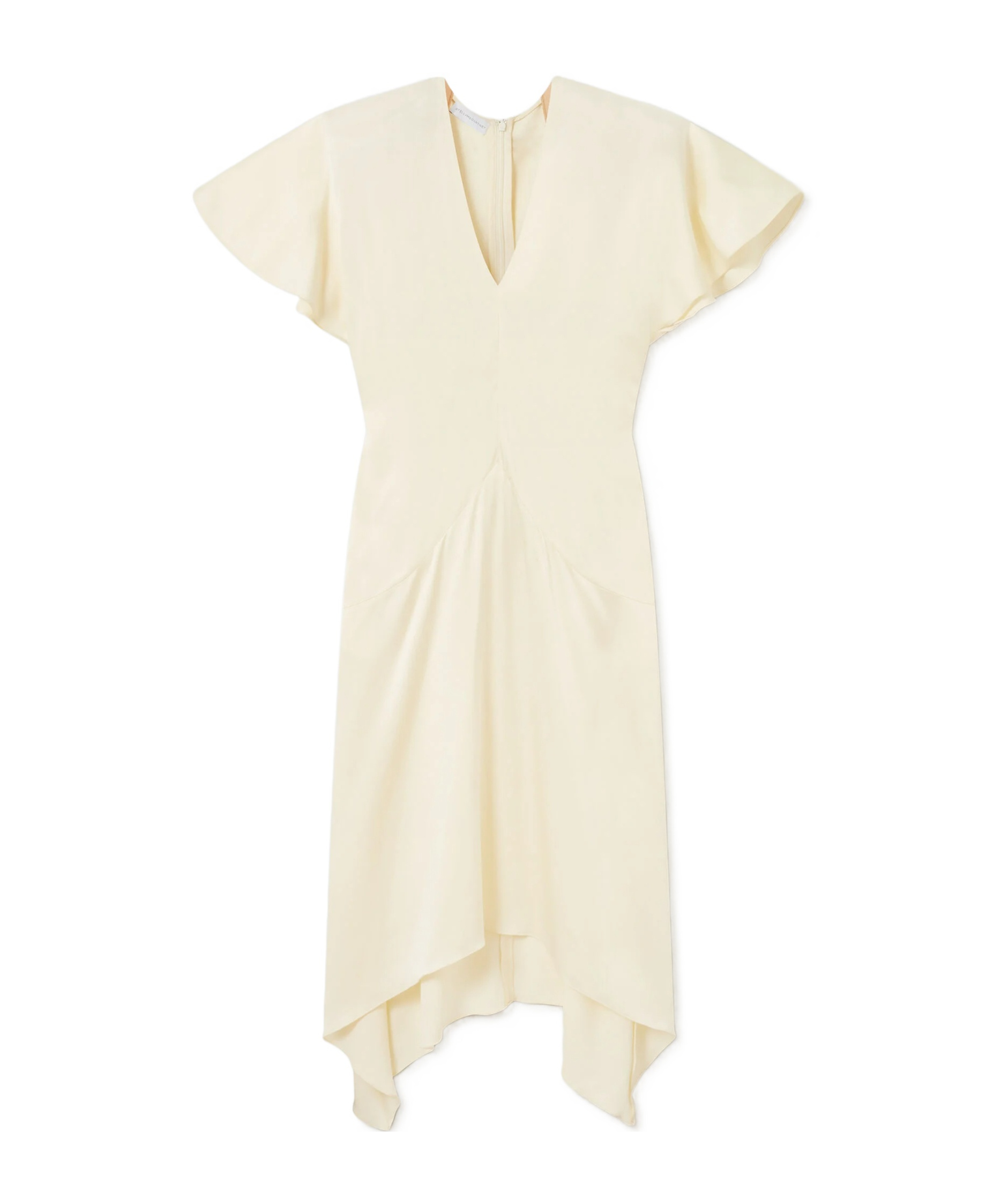 Stella Mccartney Layered Lace-trimmed Silk Crepe De Chine Midi Dress In White